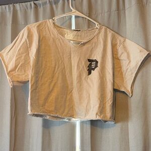 PINK Victoria's Secret Cream Tee with Black Initial